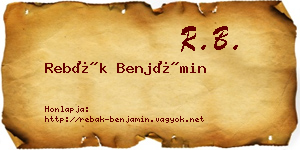 Rebák Benjámin névjegykártya